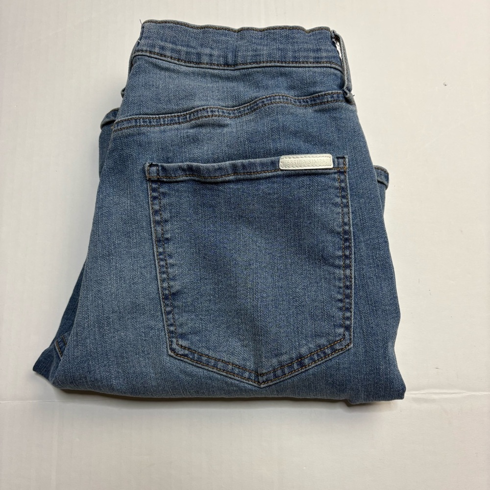 Jessica Simpson Women Size 12P Jeans Boyfriend Denim Cropped Blue Stretch Cotton